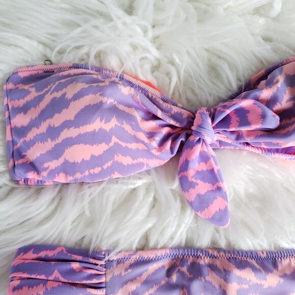 Victoria's Secret Bandeau Bikini Tiger Print Pink Purple Mixed Size - Picture 3 of 8